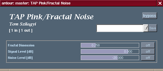 [TAP Pink/Fractal Noise GUI as shown in Ardour]